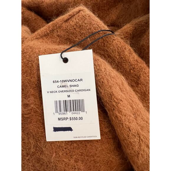 RE/DONE 90s V Neck Oversized Alpaca Cardigan Sweater Camel Shag M - Picture 8 of 10